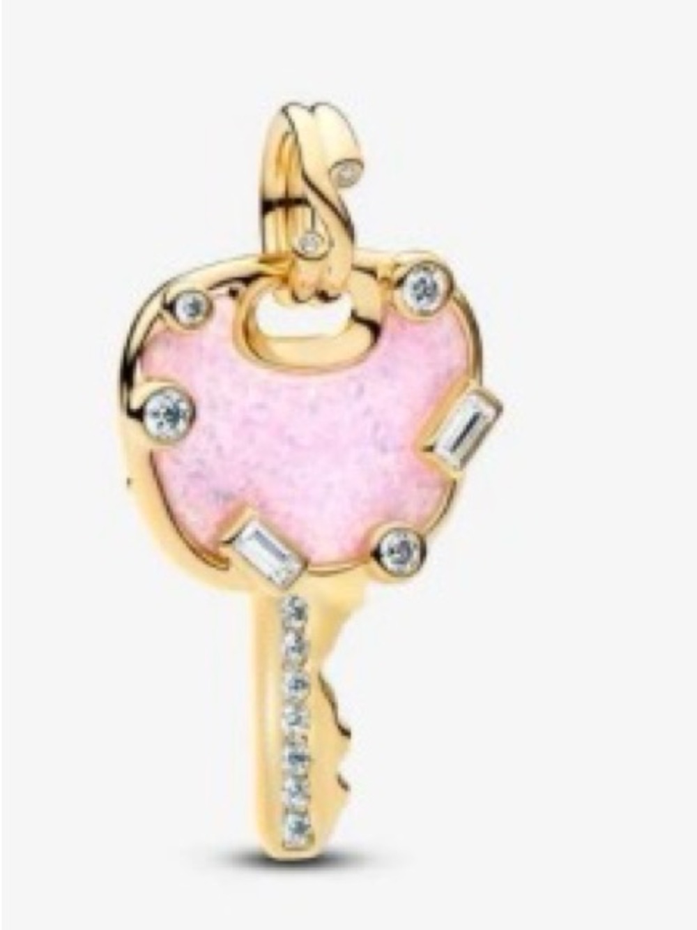 Opalescent Pink Love Key Large Dangle Charm